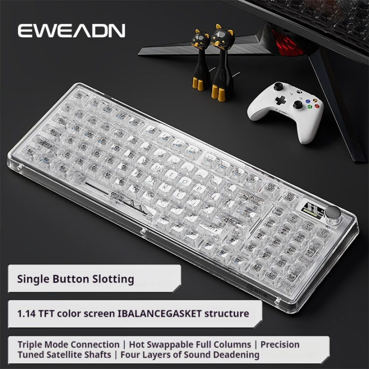 EWEADN%20V99%20wireless%20transparent%20mechanical%20keyboard%20with%20knob%20and%20display,%20customized%20Bluetooth%20gaming%20RGB%20for%20Games%20and%20Office%20-%20Image%202