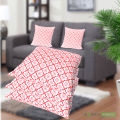 Fiber Cushion with Cover, White & Red, (18"x18"), Set of 5. 