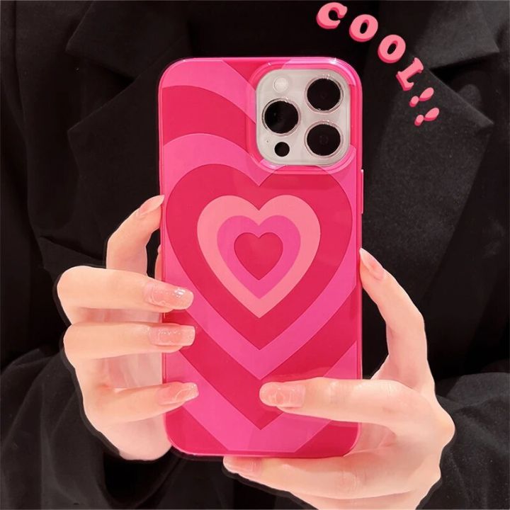 Pink Heart Iphone Case Cute Gradient Pink Sweet Love Heart Phone