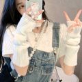 Women Knitted Arm Warmer Long Fingerless Gloves Mitten Winter Y2K Solid Arm Sleeve Fashion Casual Soft Girls Clothes Punk Gloves.
