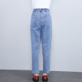 Fashionable mom jeans women's spring and summer harem radish pants high-waisted slim middle-aged casual women's cropped pants. 
