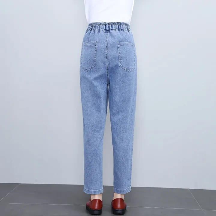 Fashionable%20mom%20jeans%20women's%20spring%20and%20summer%20harem%20radish%20pants%20high-waisted%20slim%20middle-aged%20casual%20women's%20cropped%20pants%20-%20Image%204