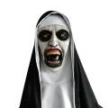 Scary Nun Mask Costume Horror Full Head Mask with Scarf Adult Creepy Costumes Party Props Plastic Ghost Latex Nun Dress Up Mask.