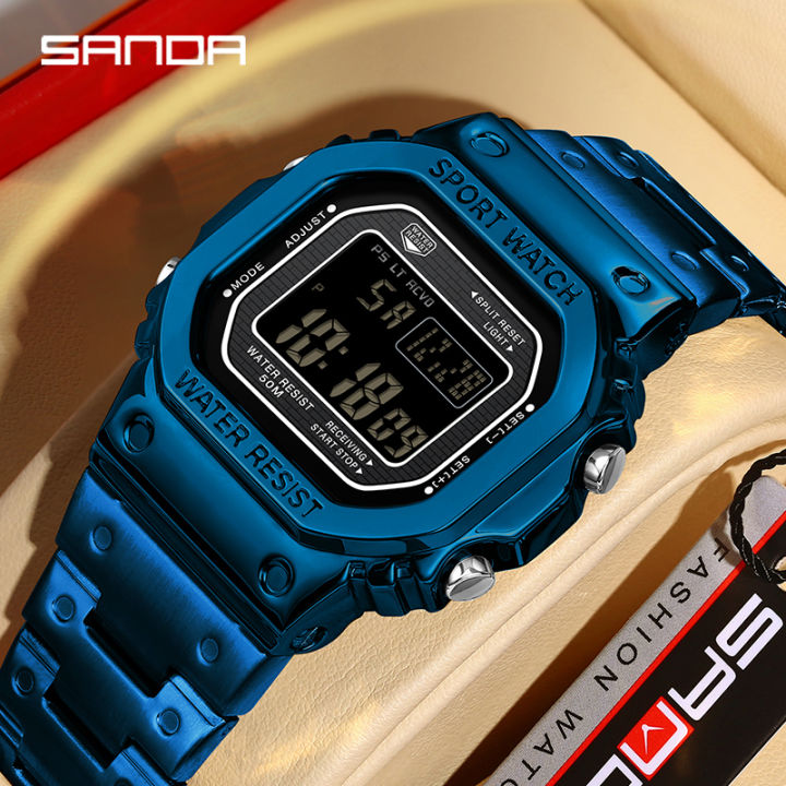 SANDA New All Metal Watch Trend Design Sports Multifunctional Waterproof Night Light Men's Watch SD2162-3