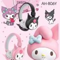 Kuromi Bluetooth Headphone Wireless Headsets Anime Cartoon Stereo Headset Earphones with Mic Fashion Hottie Y2k Kids Gift. 