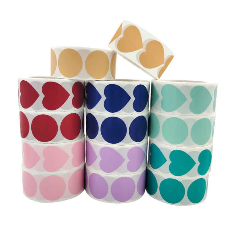 Panda%20Online%20500PCS/Roll%20Colored%20Self-adhesive%20Heart-shaped%20Sticker%20Tape%20Label%20Sealing%20Sticker%20-%20Image%205