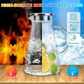 1pc 1.8 Litter Glass Pitcher With Lid, Easy Clean Heat Resistant Glass Water Carafe With Handle For Hot/Cold Beverages, Water, Cold Brew, Iced Tea & Juice, For Home Restaurant Hotel Office, Drinkware Accessories. 