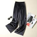 Summer Women Wide Leg Pants High Waist Casual Trousers Streetwear Black Silk Satin Pants Elegant Long Palazzo Pants. 