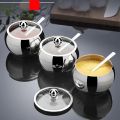 【Cathery Baby Store】Kitchen Stainless Steel Sugar Bowl With And Spoon Portable Box Container Sugar Jar Storage Bottle.