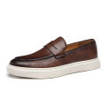 Men's Casual Shoes Embossed Leather Men Fashion British Style Penny Loafers Mens Slip-on Thick Sole Outdoor Flats BunnyGarden.