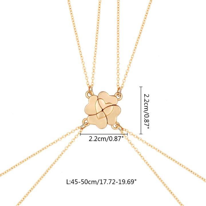 M2EA%204%20Piece%20Four%20Leaf%20Clover%20Stitching%20Necklace%20Magnet%20Stone%20BFF%20Friendship%20Heart%20Pendant%20Chain%20Choker%20Necklace%20Jewelry%20-%20Image%206