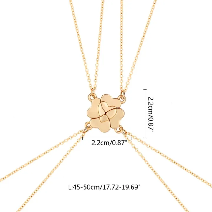 4%20Piece%20Four%20Leaf%20Clover%20Stitching%20Necklace%20Magnet%20Stone%20BFF%20Friendship%20Heart%20Pendant%20Chain%20Choker%20Necklace%20Jewelry%20Dropship%20-%20Image%206