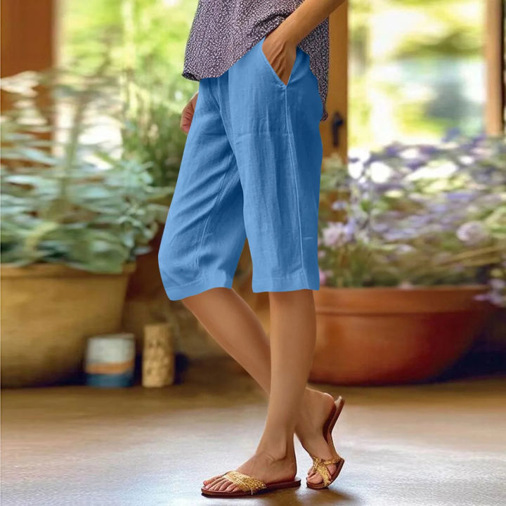Women%E2%80%99s%20Relax%20Wear%20Capris%20Cotton%20Pants%20Drawstring%20Elastic%20Waist%20Pants%20Casual%20Cropped%20Trousers%20Daily%20Breeches%20Five%20Half%20Pants%20Pantalone%20-%20Image%203