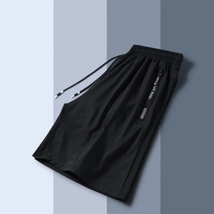 2023%20Summer%20New%20Solid%20Color%20Loose%20Casual%20Thin%20Style%20Knee%20Length%20Pants%20Man%20Elastic%20Waist%20Pockets%20Zipper%20Street%20Motion%20Shorts%20-%20Image%203