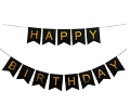 Happy Birthday Decoration Combo Pack – Golden Backdrop Foil Curtain,Black  Birthday Banner With  Balloons (Red, Black, Golden). 