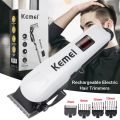 Kemei KM-809A Hair Clipper and Beard Trimmer-white and Black - Trimmer For Men. 