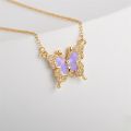 18k Gold Semicolon Butterfly Necklace for Women Fashion Accessories Jewelry Hypoallergenic. 
