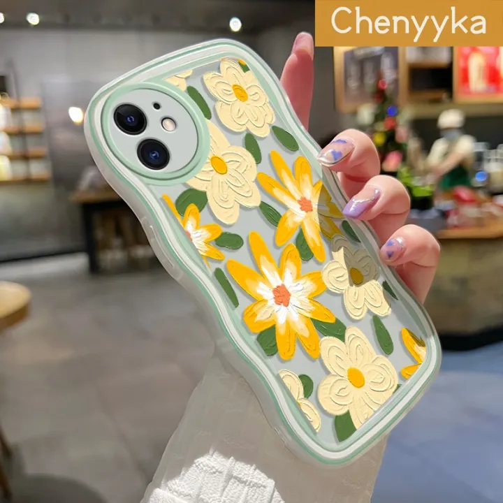 Chenyyka%20For%20Realme%209i%20Case%20Fashion%20Literary%20Flower%20Pattern%20Colorful%20Lovely%20Wave%20Border%20Soft%20Clear%20Shockproof%20Phone%20Cases%20Creative%20Camera%20Transparent%20Casing%20Simple%20Gentle%20Protective%20Cover%20-%20Image%202