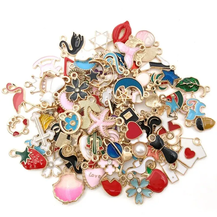 30/60/100pcs%20Random%20Mix%20Enamel%20Floating%20Charms%20For%20Jewelry%20Making%20Supplies%20DIY%20Locket%20Components%20Flowers%20Heart%20Charm%20Accessories%20-%20Image%202