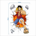Monkey D Luffy 3d Broken Hole Wall Stickers For Kids Room Home Decoration One Piece Mural Art Diy Cartoon Wall Decals.