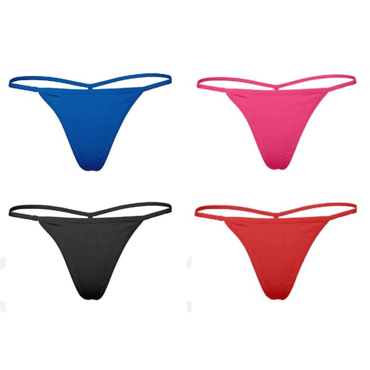 4 Pieces Sexy Solid Mesh Sexy G-String Thong From eXtention / Sexy Thong Penties For Women Ladies & Girls Underwear With Premium Packaging ( Free Size)