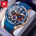 OLEVS Watch for Men Iriginal Branded Waterproof Trendy Cool Korean Style Chronograph Calendar Luminous Comfortable Silicone Strap 9936.