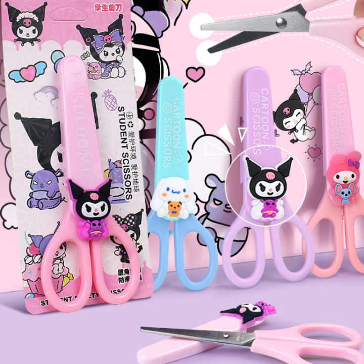 Kawaii%20Sanrio%20Safety%20Scissors%20with%20Cover%20Kuromi%20Hello%20Kitty%20My%20Melody%20Scissors%20Cute%20DIY%20Cutting%20Set%20School%20Stationery%20Supplies%20-%20Image%205