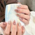 10PCS Pink Cat Eye Handmade Press On Nails Square Head Nails Diamond Designs Full Cover Nail Art Tips Wearable False Nails.