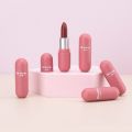 5 Colors Velvet Matte Lipstick Mini Capsule Design Waterproof Sweatproof Long-lasting Natural Non-fade Portable Cosmetics. 