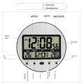 Alarm Clock 12/24 Hour Battery Operated Self-Setting Wall / Desk Mount Calendar Digital Clock for Bedroom Bedside Black.