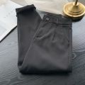2023 Summer Pants Women Korean Style Casual High Waist Korean Fashion Solid Office Ladies Elegant Black Straight Suit Trousers. 