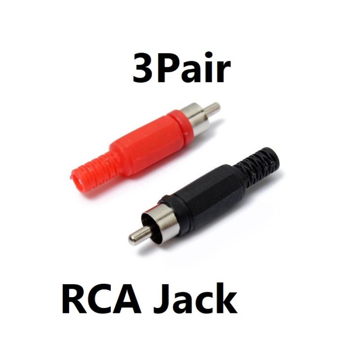 3Pair- RCA Jack Plug RED & BLACK Plastic Handle Male Plugs MALE RCA Audio Video Connectors For RCA Socket Cables Connectors
