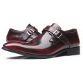 Pointed British Style Men Leather Shoes Buckle Low Heel Shoes.