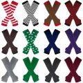 Women's Elbow Gloves Christmas Long Knitted Arm Cover Autumn Winter Fashion Striped Cotton Elbow Mittens Long Fingerless Gloves.