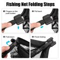 Folding Fishing Landing Net with Aluminum Telescoping Pole Handle Nylon Mesh Hoop 55cm 80cm 100cm Extend for Kids Adults.