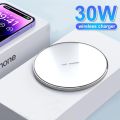 30W USB Fast Wireless Charger For iPhone 14 13 12 11 Pro MAX Charger For Samsung S23 Ultra Xiaomi Wireless Charging Accessories. 
