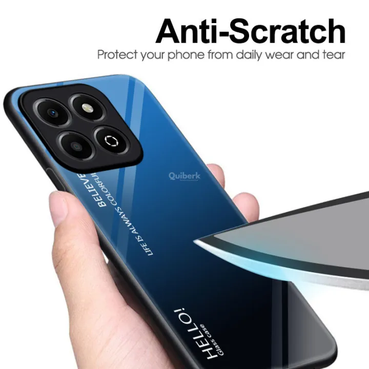 Quiberk%20for%20Honor%20X6b%204G%20Tempered%20Glass%20Hard%20Case%20Gradient%20Color%20Back%20+%20Soft%20Frame%20Shockproof%20Phone%20Cover%20-%20Image%203