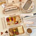 New Kawaii Lunch Box For Girls Portable School Kids Plastic Picnic Bento Box With Compartment Microwave Food Storage Containers.