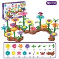 Girls DIY Flower Garden Toys Building Blocks Kids Toddlers Playset Bouquet Creative Growing Floral Garden Parents-child Interct. 