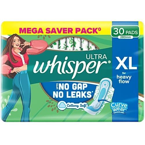 Whisper Ultra XL For Heavy Flow - 30 Pads