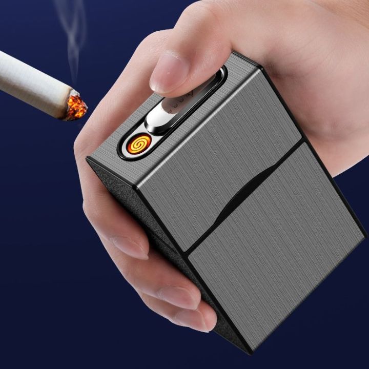 Newest Aluminum Plastic USB Charge Cigarete Storage Box Case Portable Container Lighter Multifunction Protection Tool Holder DHL