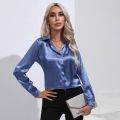 Satin Silk Button Down Shirts for Women Dress Shirts Long Sleeve Blouses Female Shirts.