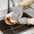 Dish Cleaning Tools Reusable Bamboo Fiber Gloves Non-slip Oilproof Dishwashing Gloves Waterproof Liner Durable Pot Pan Bowl Scrubber Household.