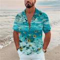 Lapel Men's Shirts Hawaiian Beach Shirts Summer Holiday Casual Tops Oversized Harajuku 3D Print Tee 5XL Slim Tshirt Clothes 2022. 