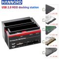 Hannord 2.5/3.5 SATA IDE HDD Docking Station Clone HDD Enclosure Station USB 2.0 Type C Hub MS/M2/XD/CF/SD/TF Card Reader. 