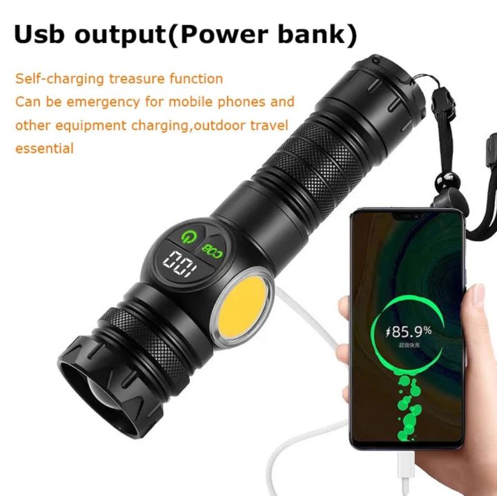 Rechargeable%20LED%20Flashlight%20with%20USB%20Output,%2010W%20COB%20&%2030W%20LED,%205000mAh%20Battery,%20Multi-Mode,%201500m%20Range,%20Universal%20Plug%20-%20New%20-%20Image%203