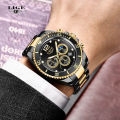 LIGE Watches Mens Top Brand Luxury Clock Casual Stainless Steel 24Hour Moon Phase Men Watch Sport Waterproof Quartz Chronograph 8924. 