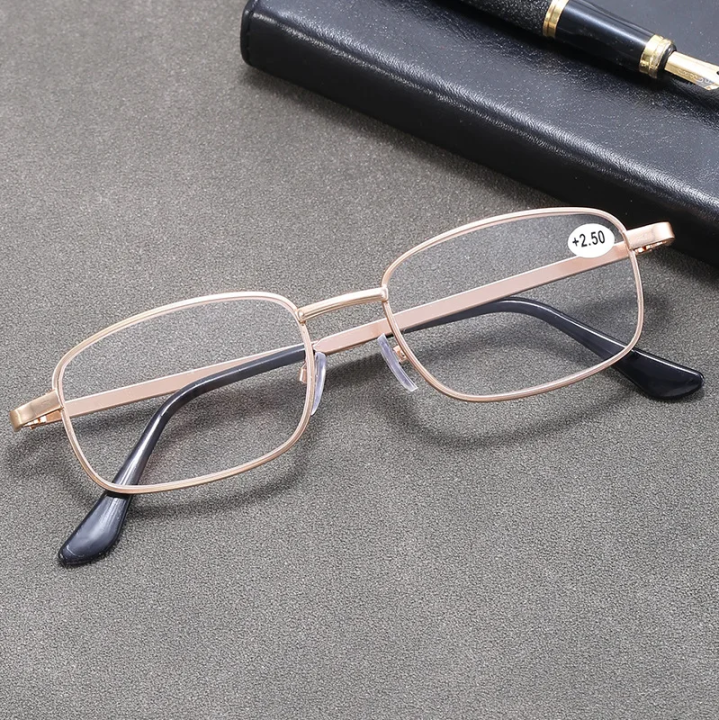 Classic Metal Reading Glasses Women Men Business Presbyopic Glasses Finished Anti Blue Elderly Reading Eyewear 1.0 1.5 2.0 4.0