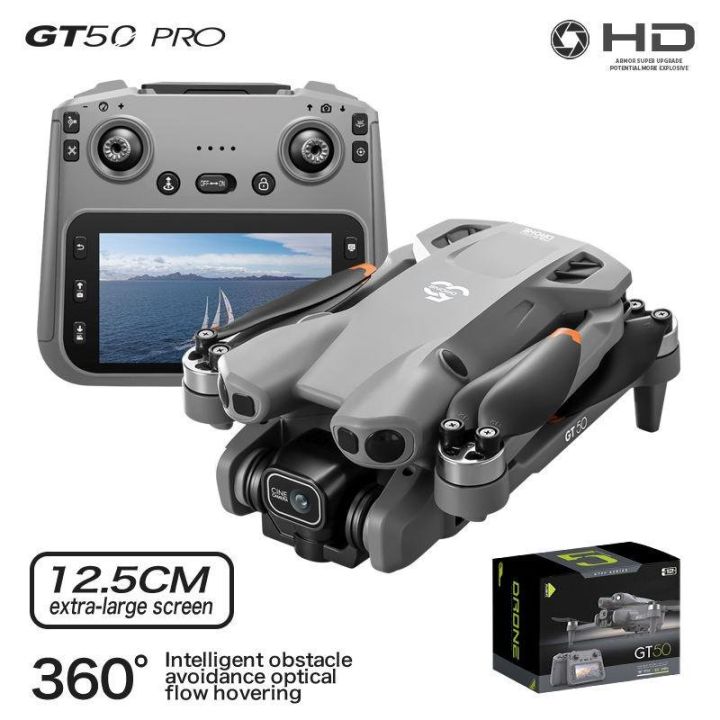 GT50 RC Screen Drone RC Drones with HD Camera for Adults, Brushless Motor Follow Me Foldable FPV RC Quadcopter with Screen Remote Controller, Optical Flow Positioning Headless Mode One Key Takeoff/Landing Lightweight Under 249g Drone