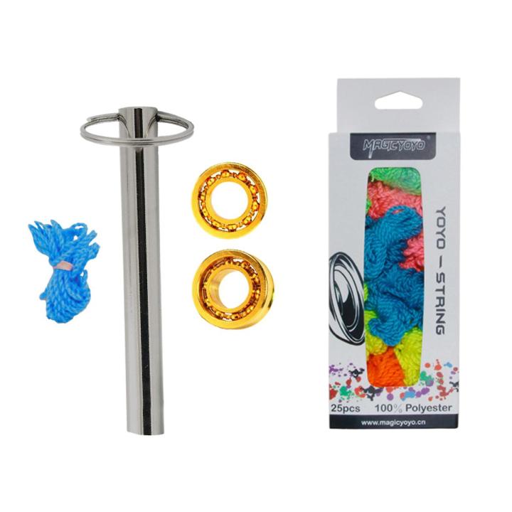 Magicyoyo 1 Set 2 Metal Yoyo 10 Ball Bearings + Bearing Remover & 25Pcs 100% Polyester Professional Yoyo Strings for Responsive and Unresponsive Yoyos,Random Color